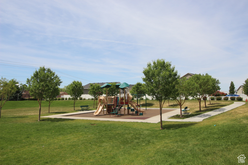 Community play area with a yard