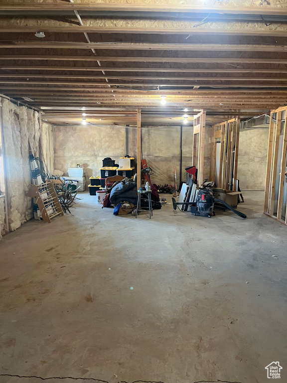 View of unfinished basement