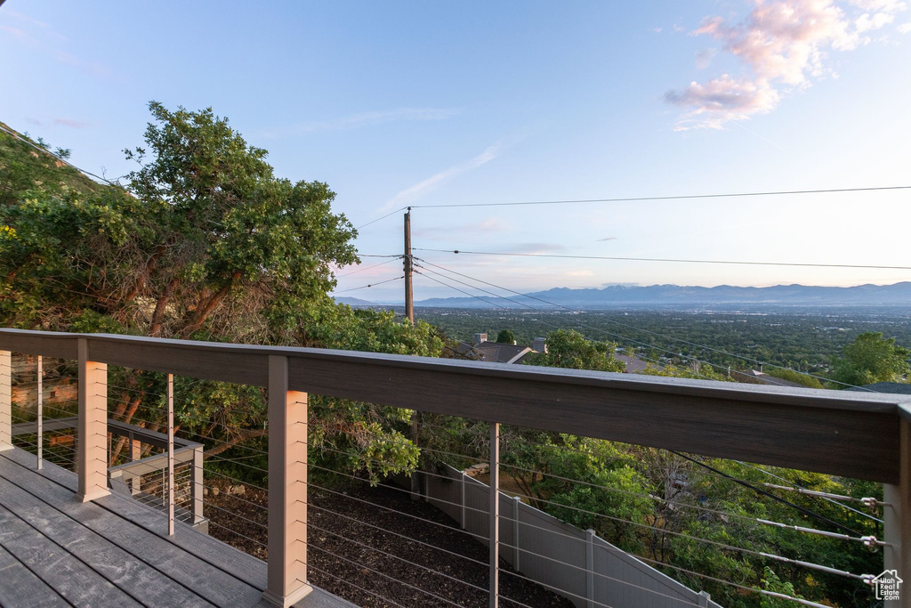 Wooden deck with a mountain view