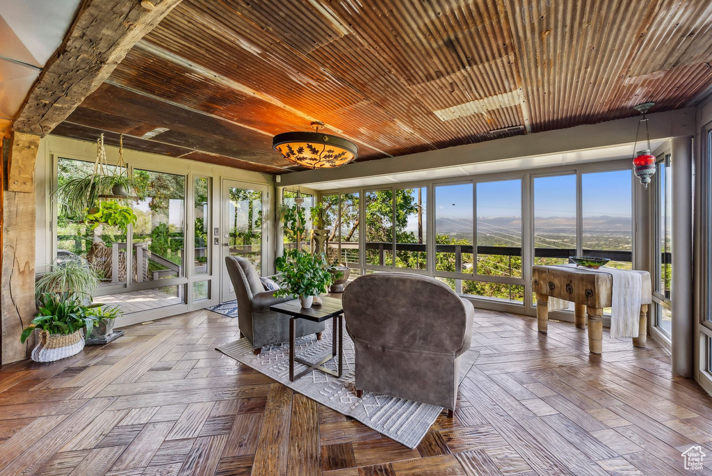 Sunroom with french doors