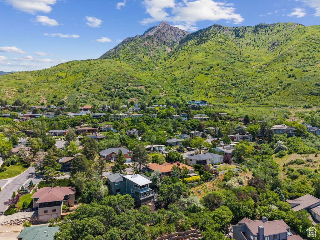 Drone / aerial view of a mountainous background