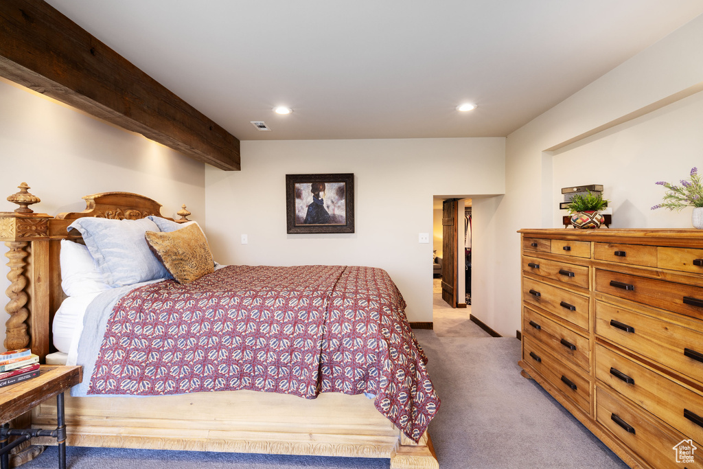 Bedroom with carpet and recessed lighting