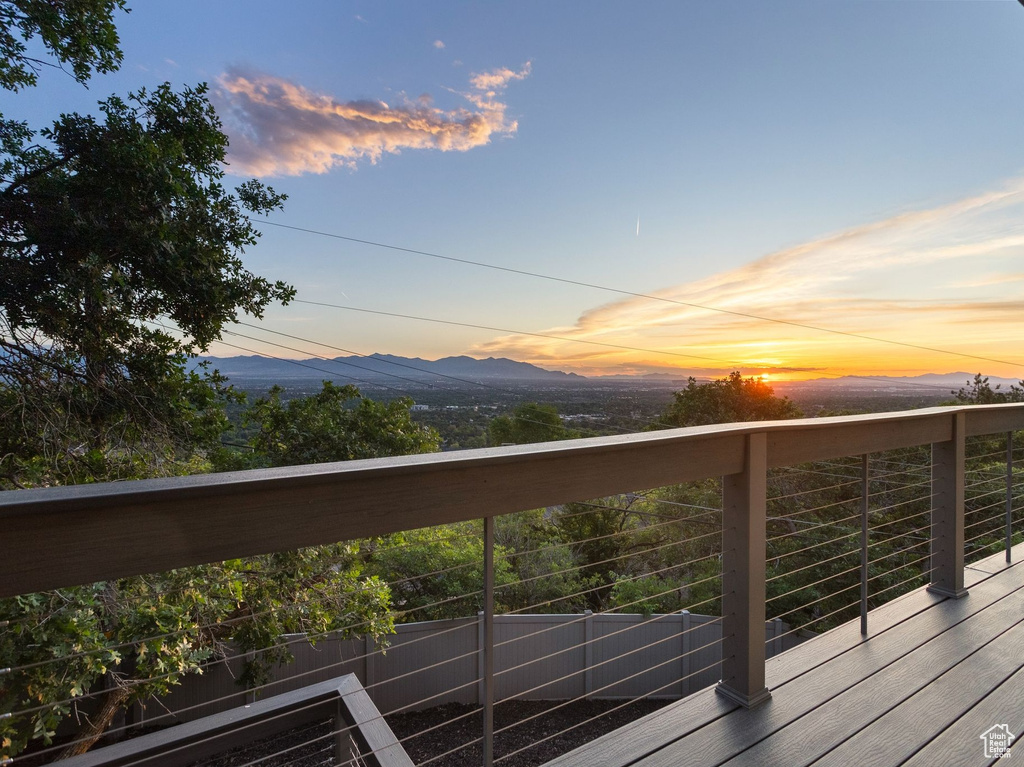 Deck featuring a mountain view
