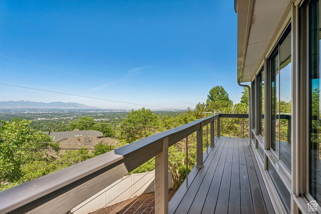 Balcony with a mountain view