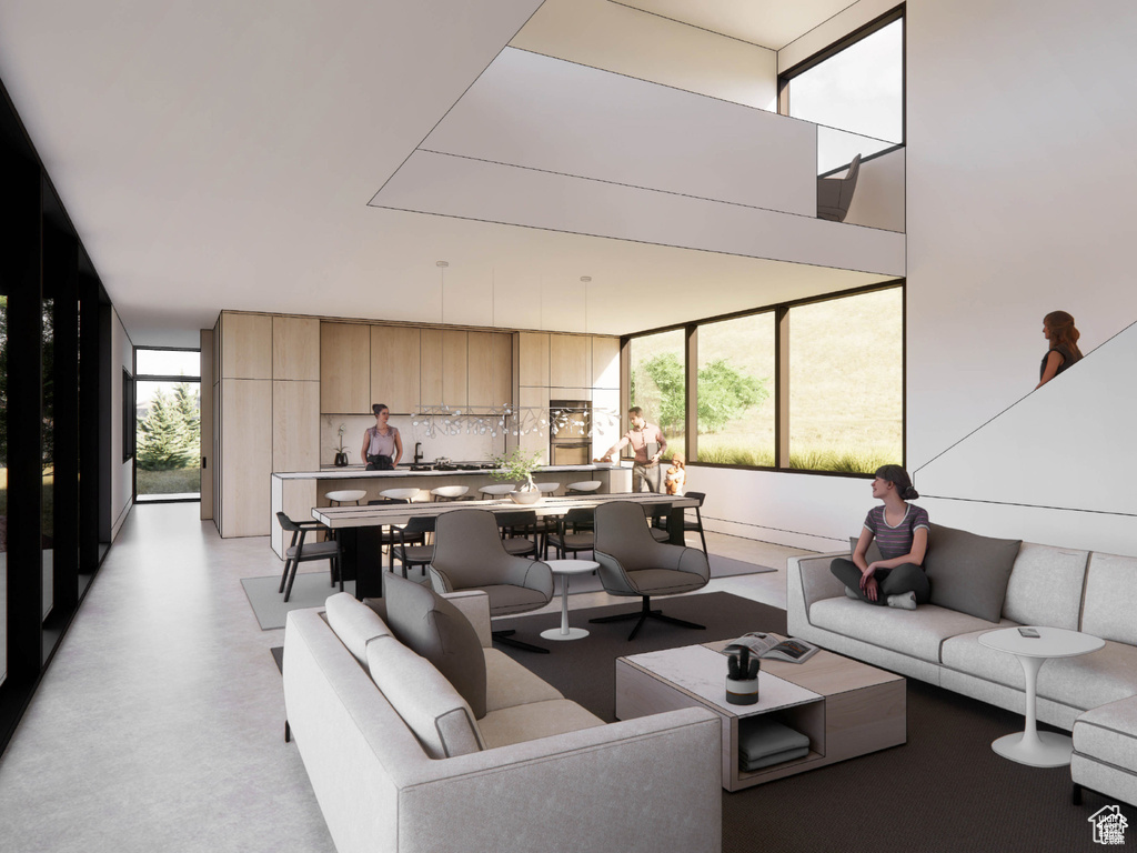 Living room with expansive windows