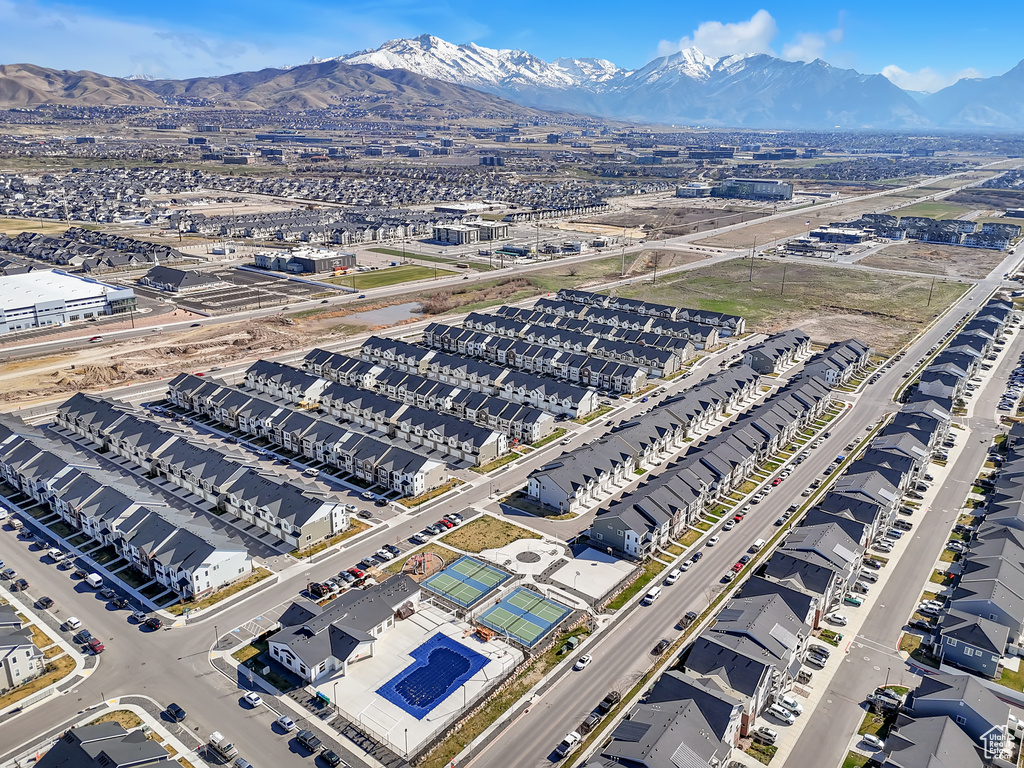 Aerial view of a mountainous background