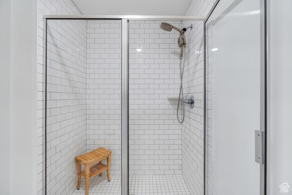Bathroom with a stall shower