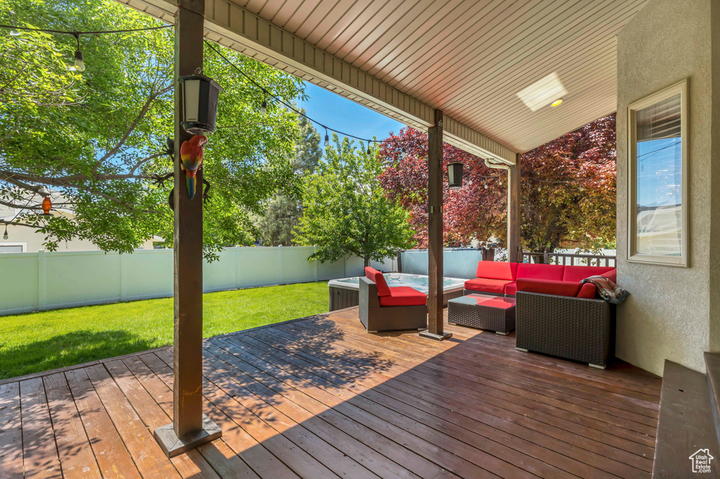 Wooden deck with outdoor lounge area