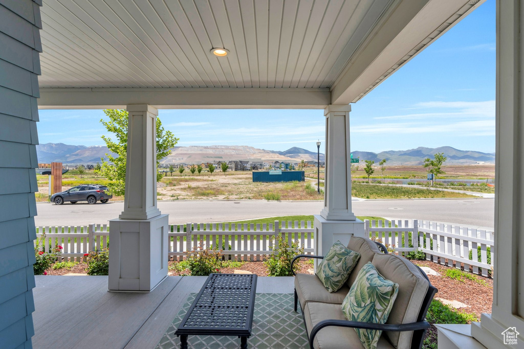 Porch with a mountain view