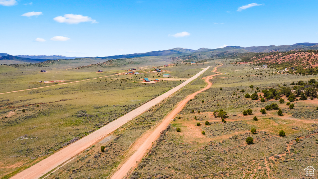 Aerial view of sparsely populated area featuring mountains