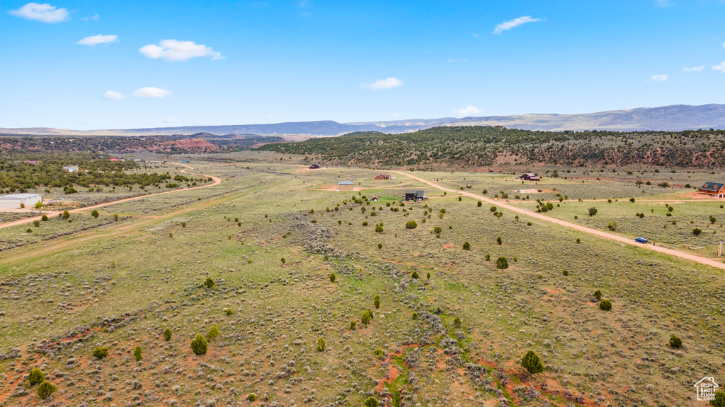 Aerial view of sparsely populated area featuring mountains