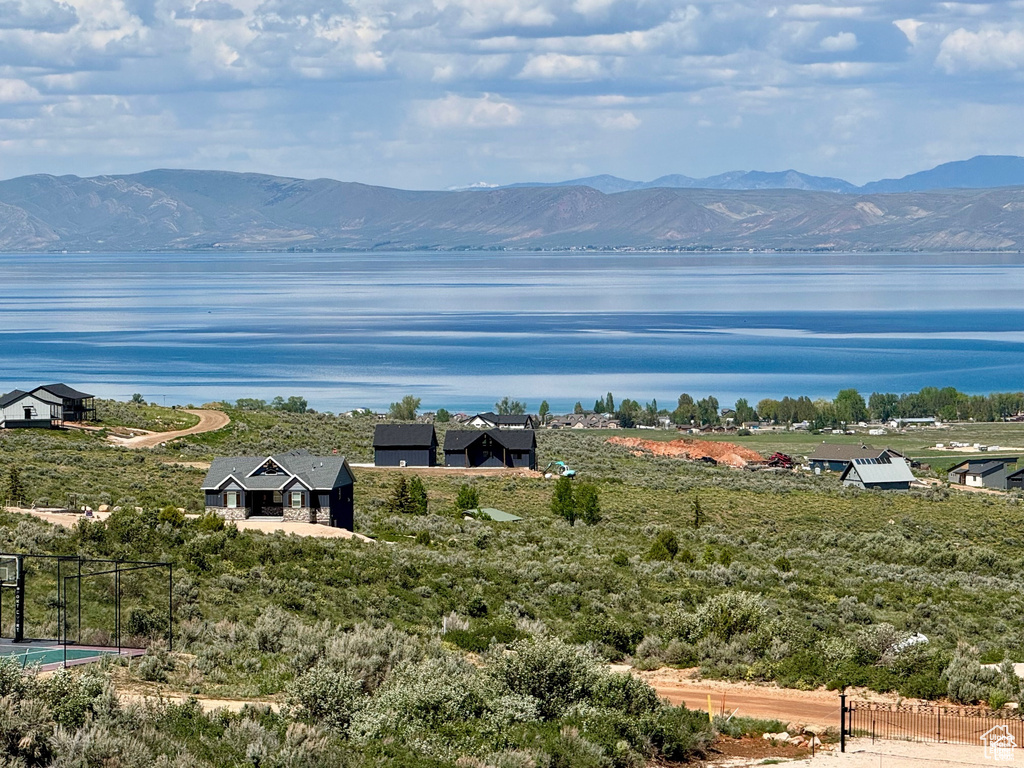 View of mountain background featuring a nearby body of water