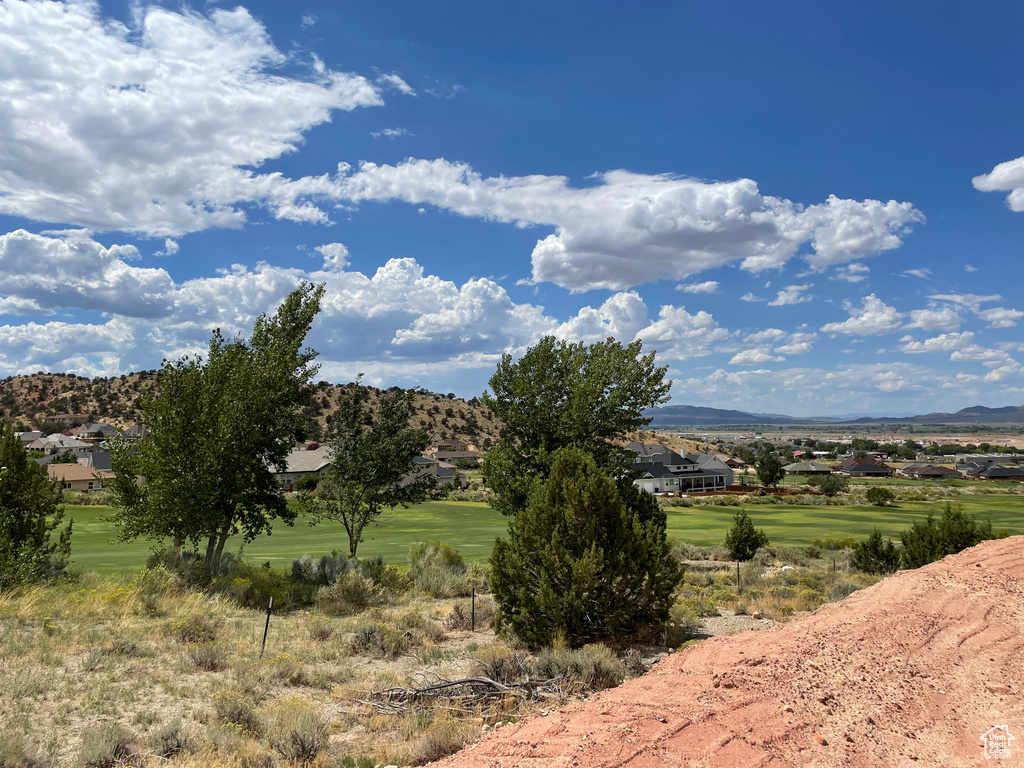 View of mountain background with nearby suburban area