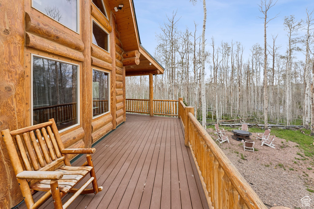 View of wooden deck