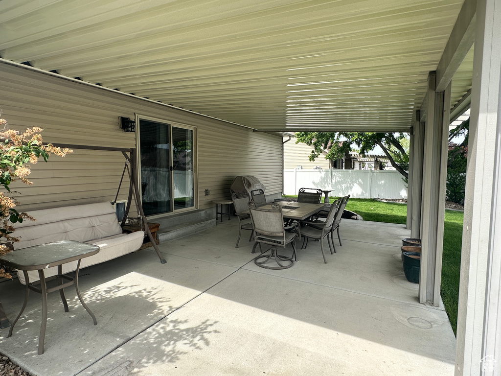 View of patio featuring outdoor dining space