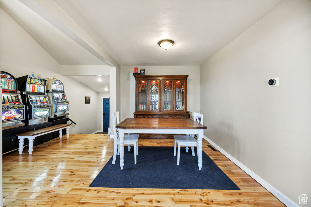 Dining area featuring hardwood / wood-style floors and baseboards