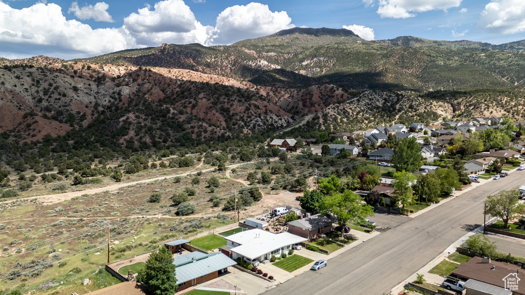 View of mountain background with nearby suburban area