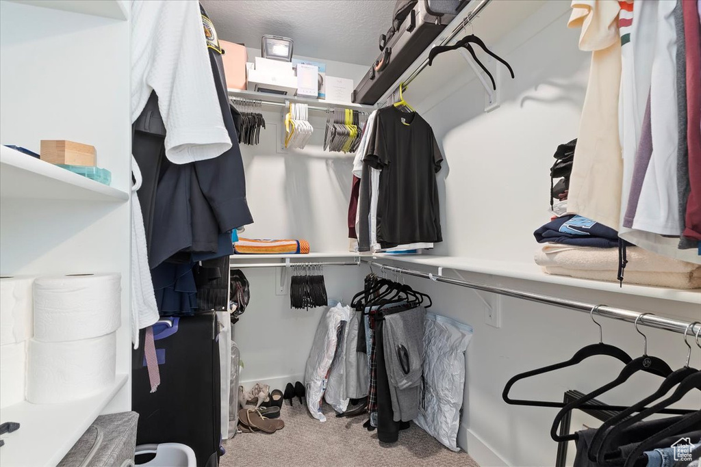 Walk in closet featuring carpet flooring