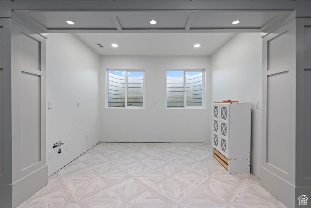 Unfurnished room with recessed lighting