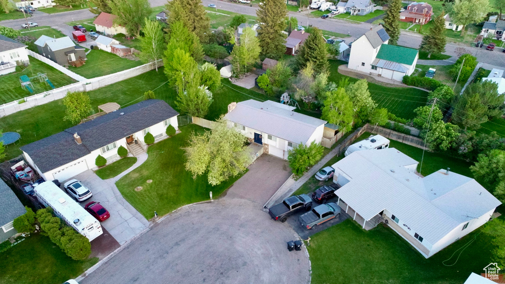 Aerial perspective of suburban area