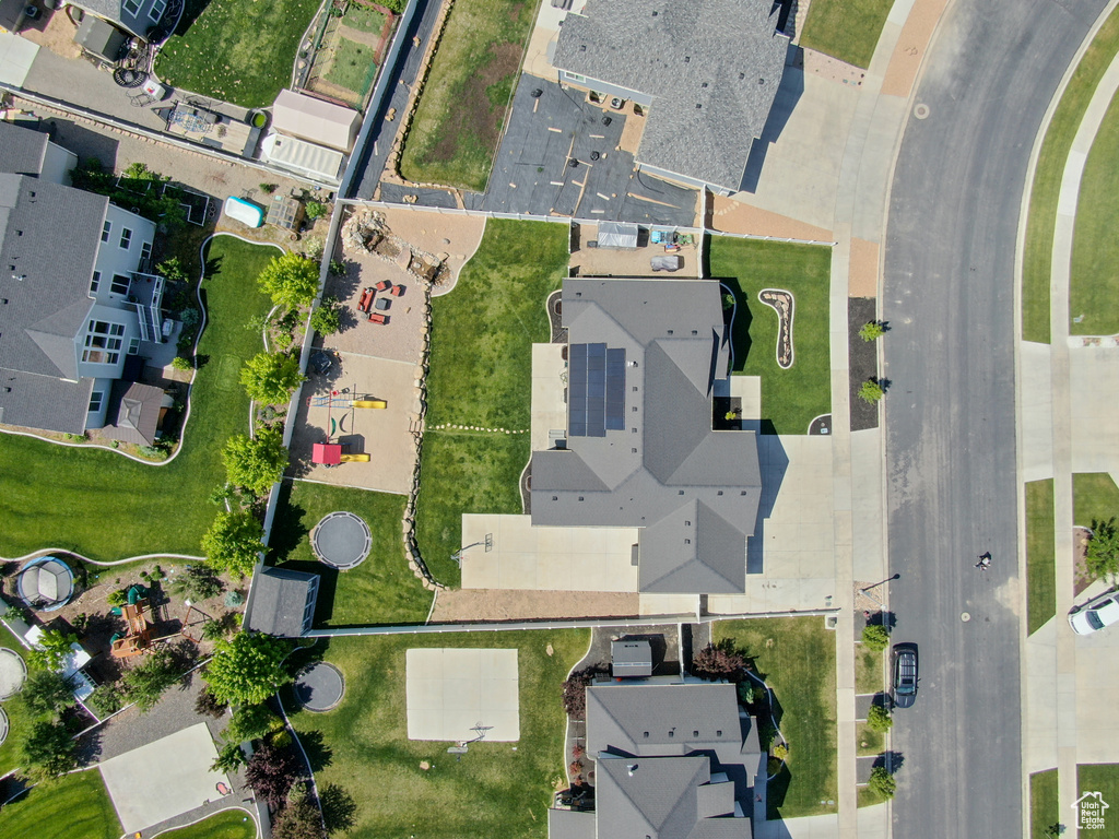 Aerial perspective of suburban area