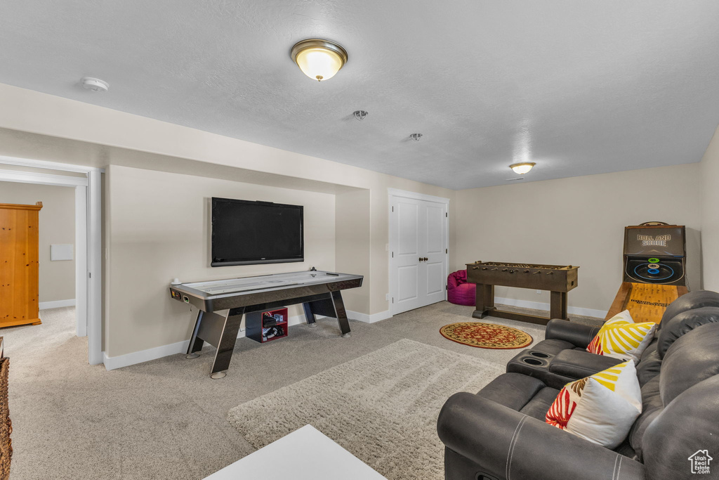 Living room with baseboards and carpet floors