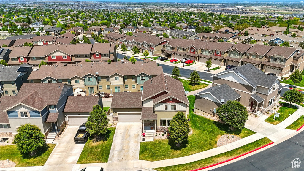 Aerial perspective of suburban area