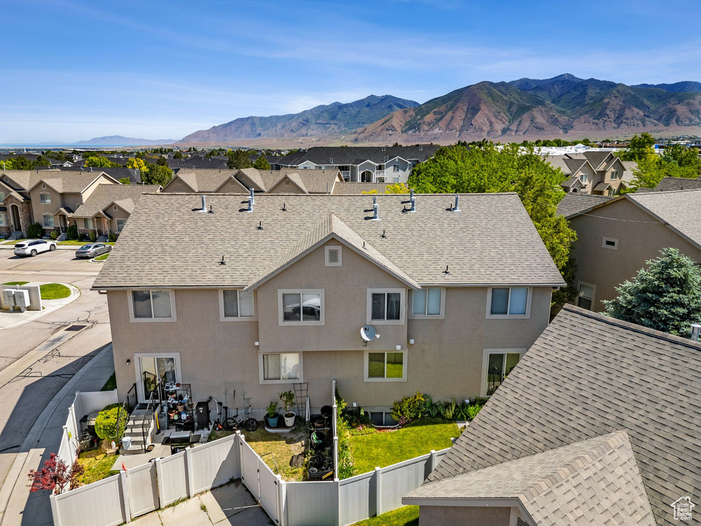 View of mountain background with nearby suburban area
