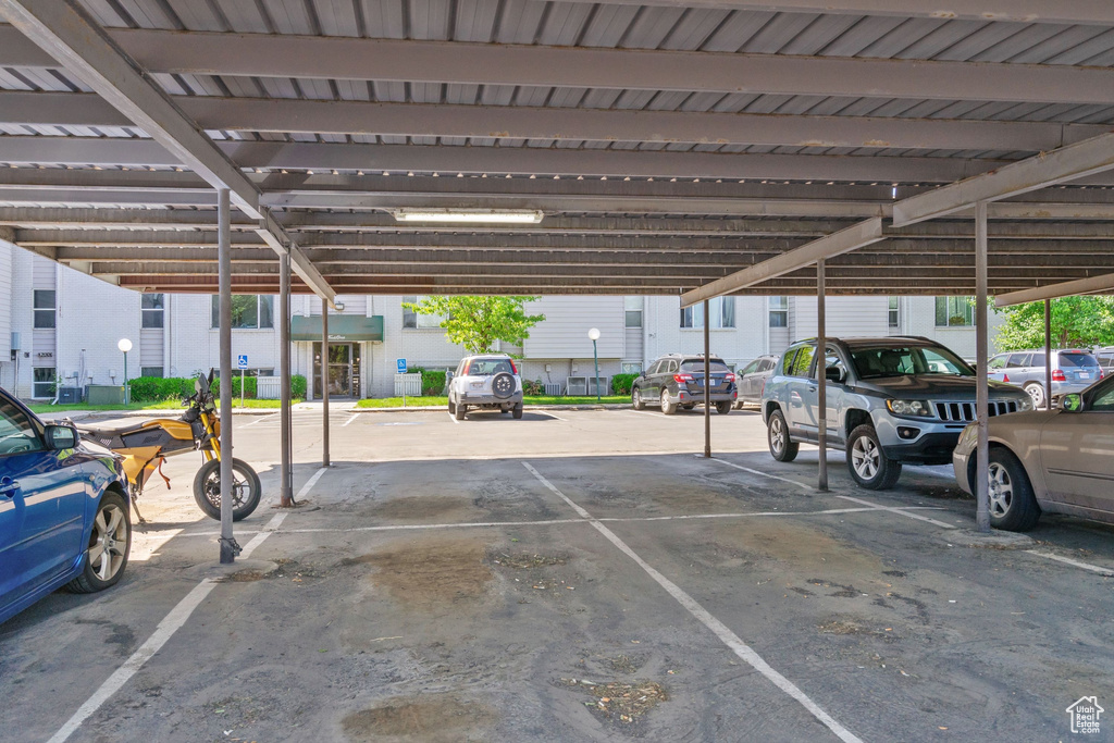View of covered parking lot