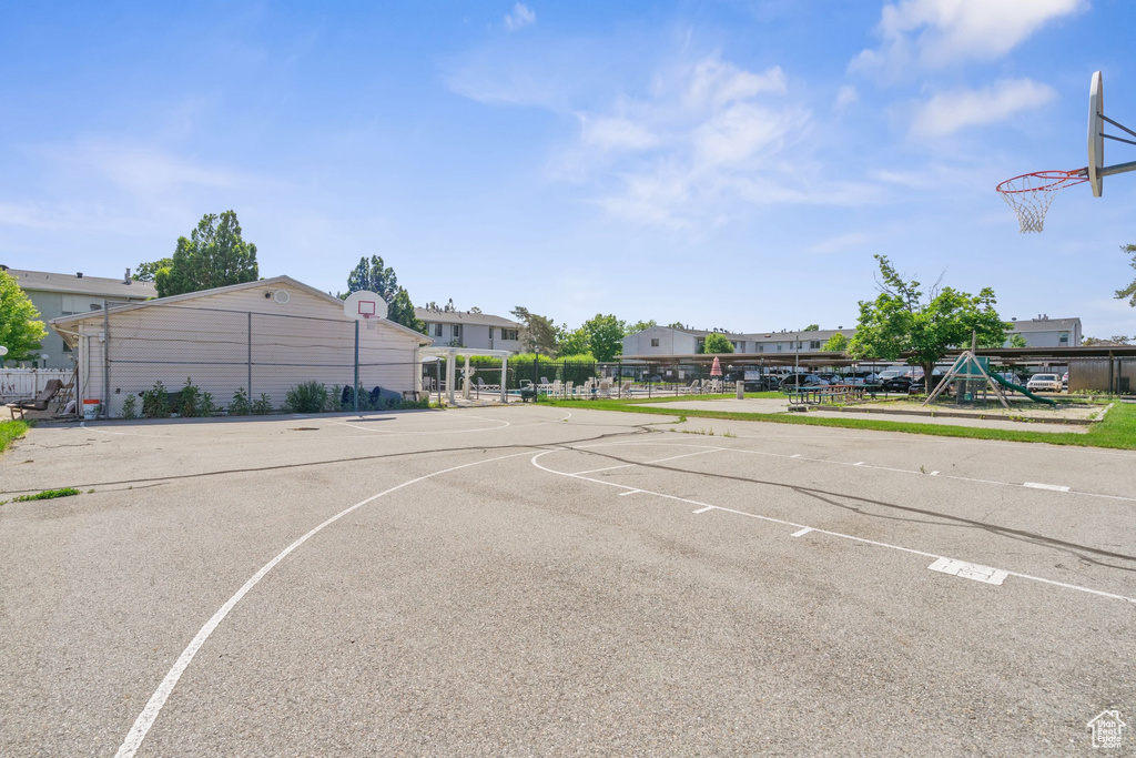 View of basketball court featuring community basketball court