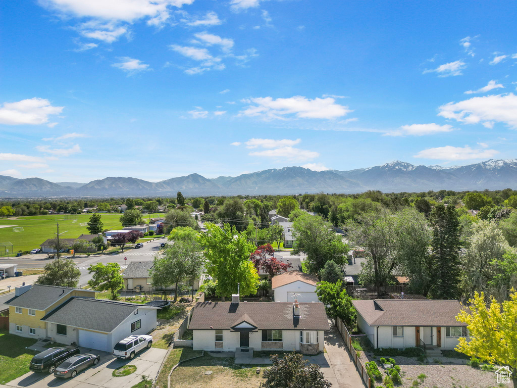View of mountain background with nearby suburban area