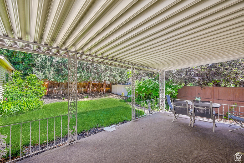 View of patio featuring outdoor dining space