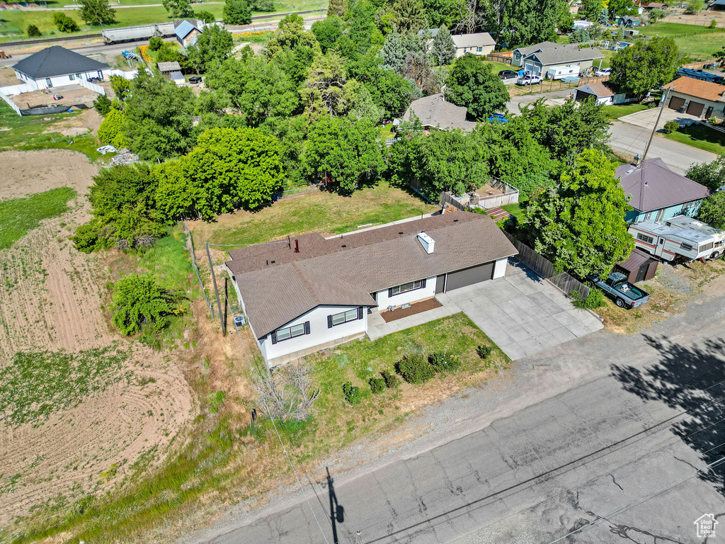 Aerial perspective of suburban area