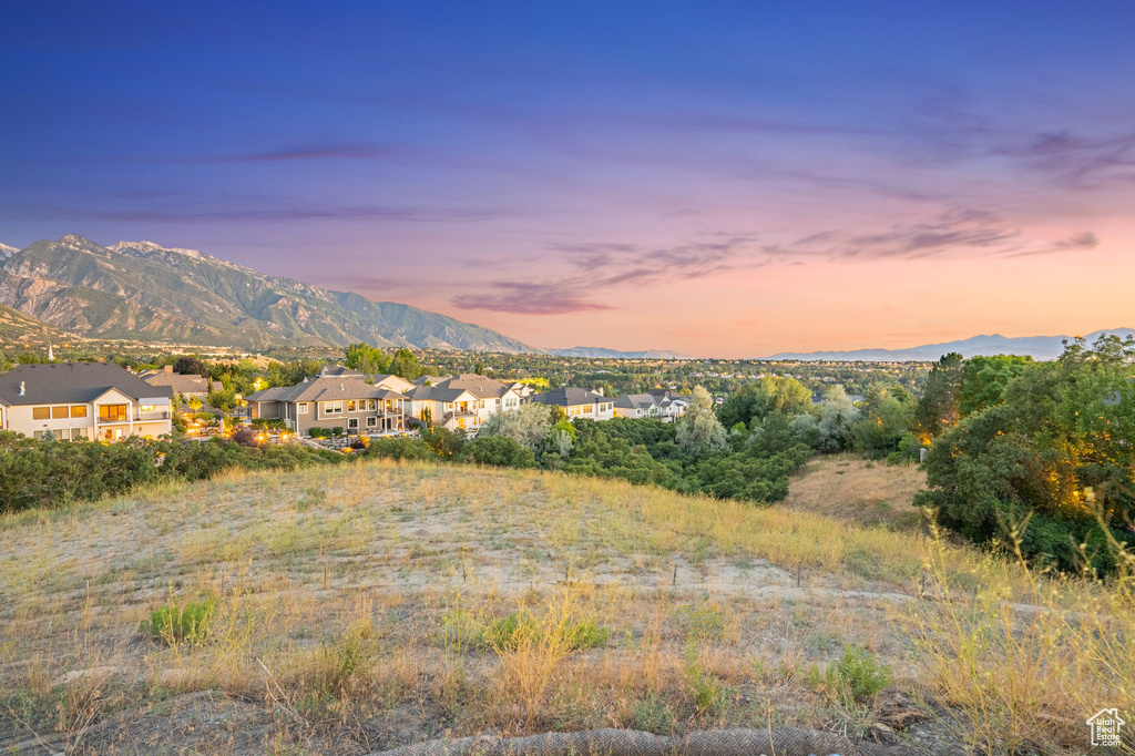 View of mountain background with nearby suburban area