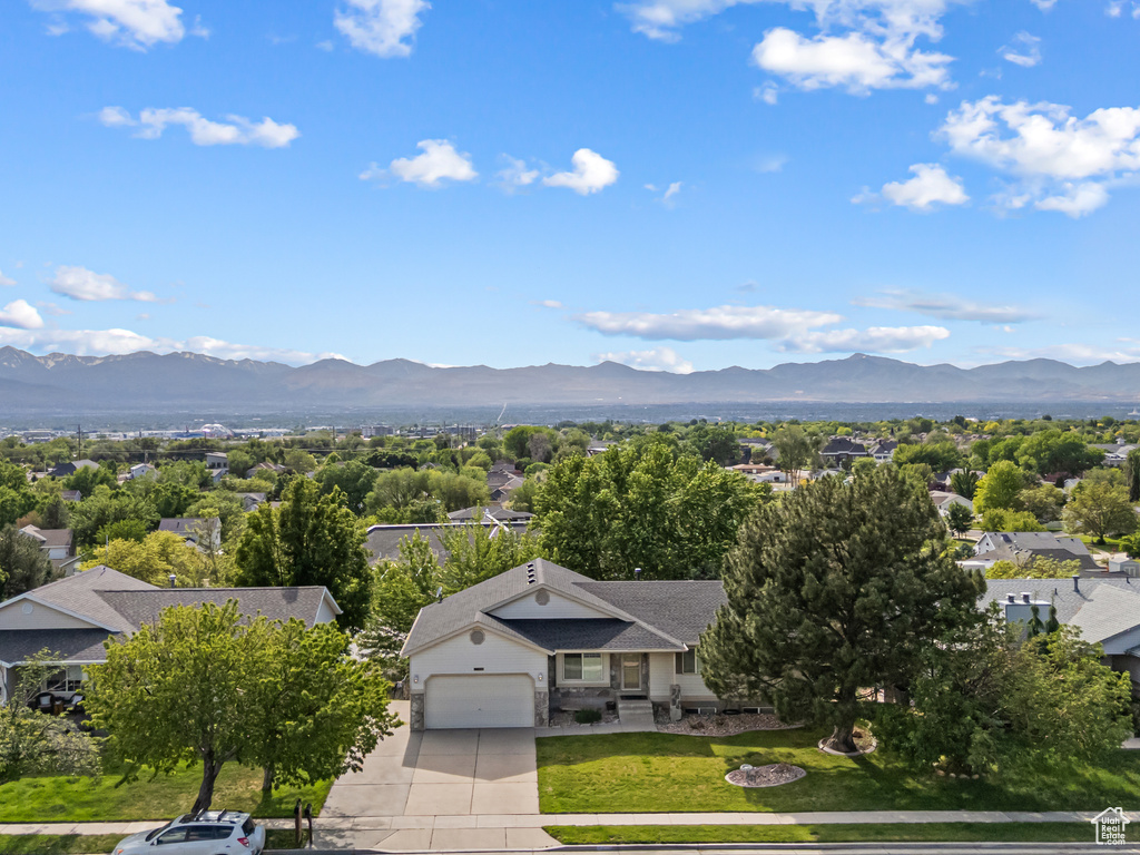 View of mountain background with nearby suburban area