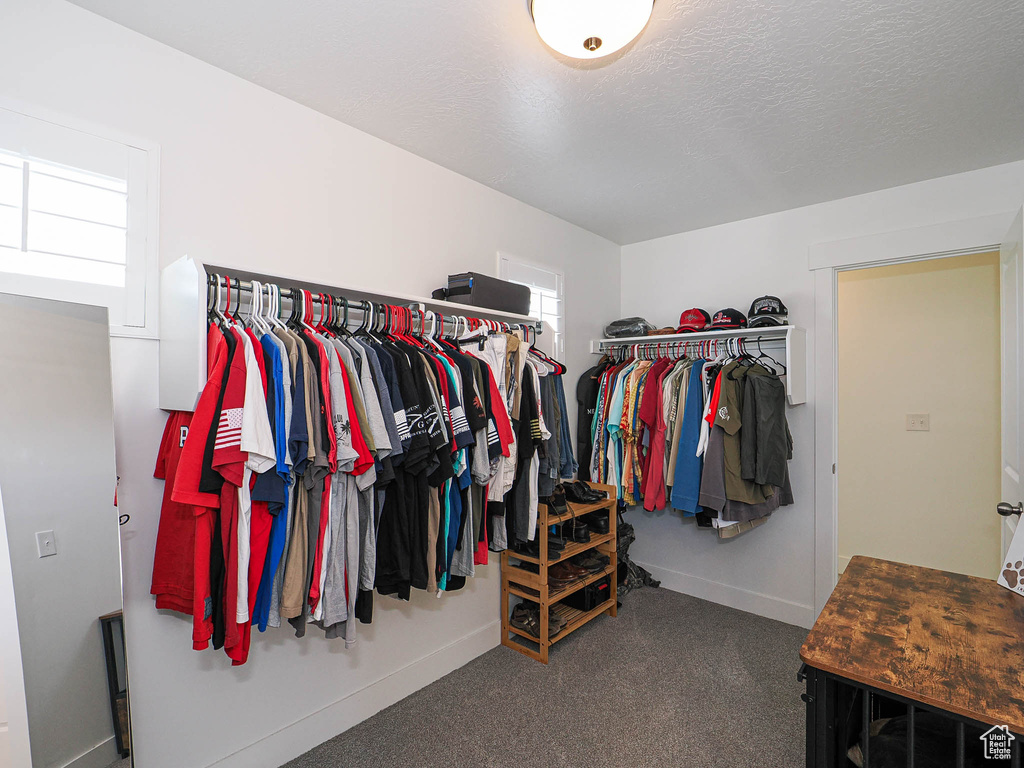 Walk in closet featuring carpet flooring