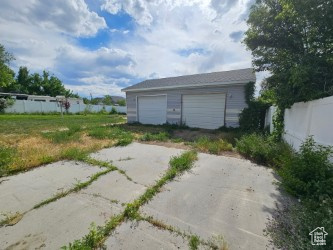 View of detached garage
