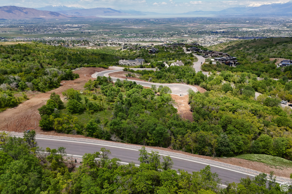 Aerial view of a mountainous background