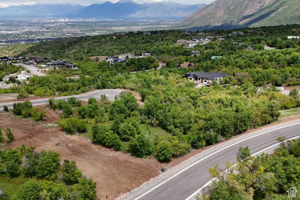 Drone / aerial view of a mountain backdrop