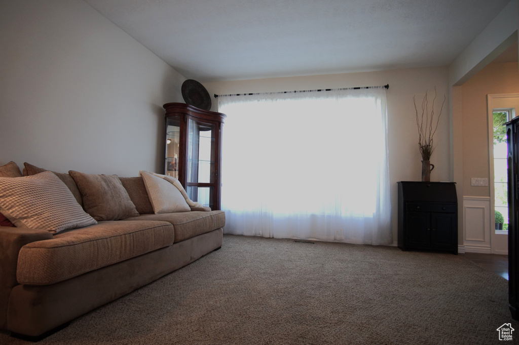 View of carpeted living room