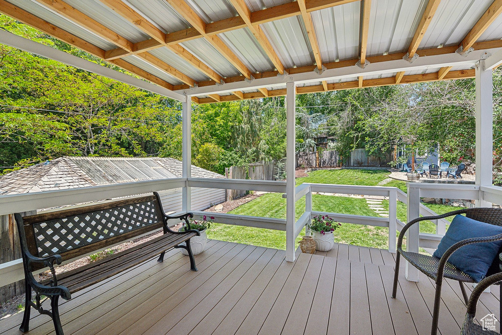 View of wooden deck