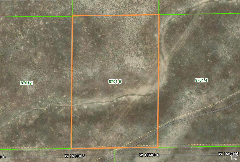 Aerial map of property and surrounding area with property parcel outlined