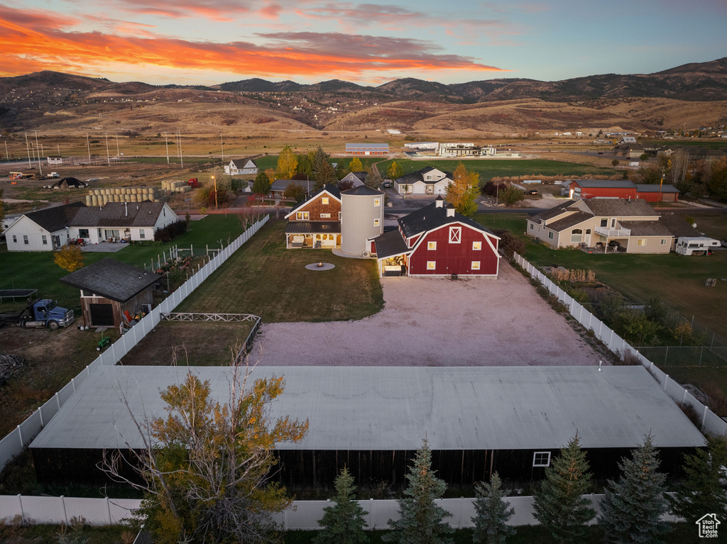 View from above of property featuring mountains