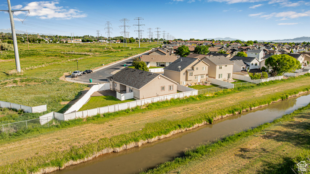 Aerial perspective of suburban area