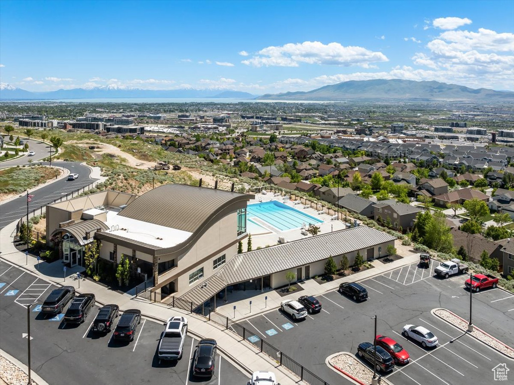 Aerial view of a mountain backdrop