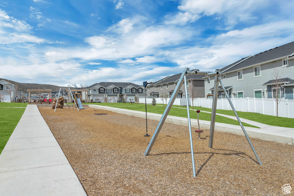 Community play area featuring a residential view
