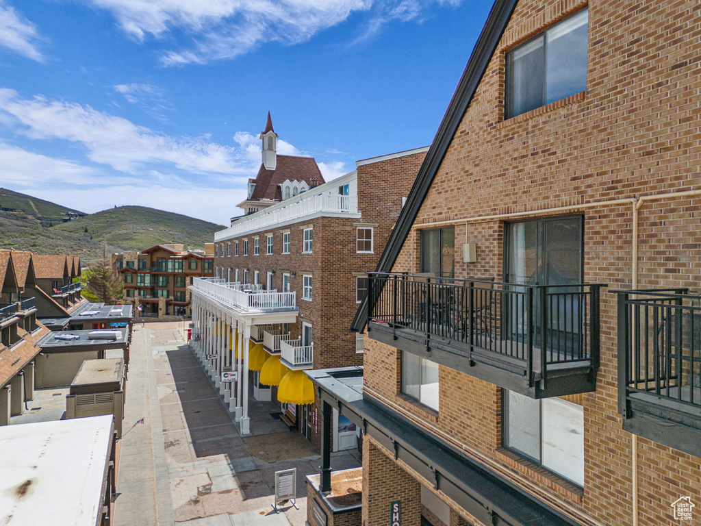 Exterior space with a mountain view