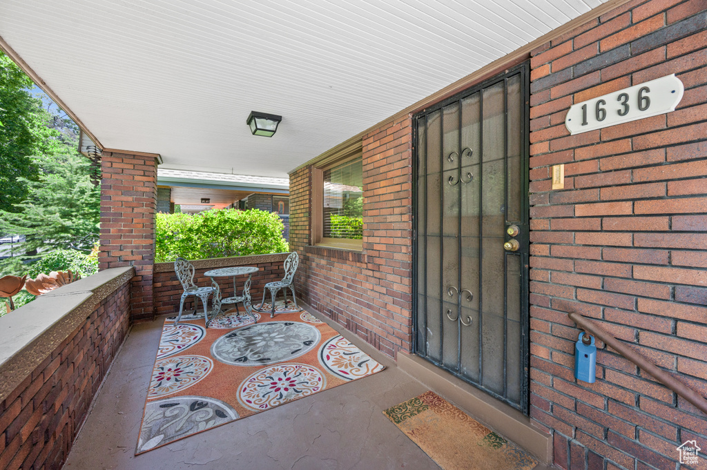 View of covered porch