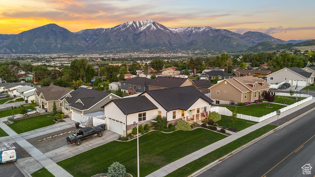 View of mountain backdrop with nearby suburban area