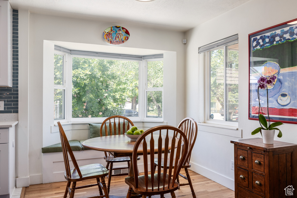 Dining space featuring healthy amount of natural light and light wood-type flooring